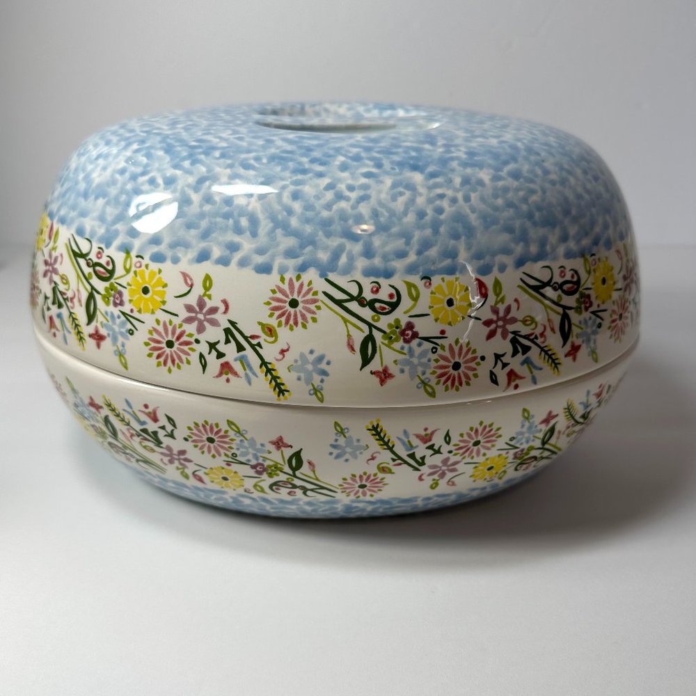 Temptations Blue Floral Bouquet Casserole with Lid